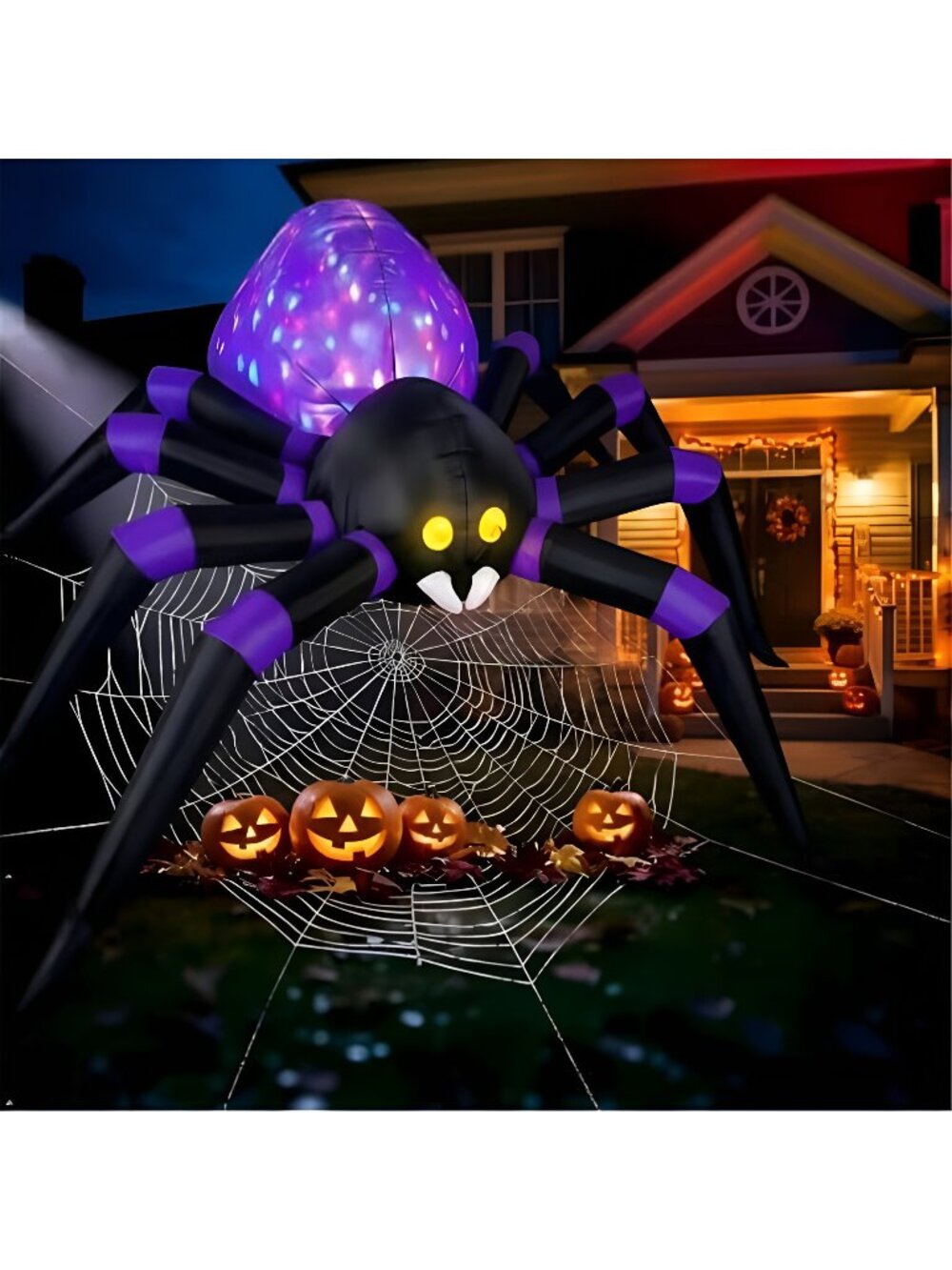 6FT Halloween Purple Inflatables Spider Decorations,Scary Outdoor Decor with